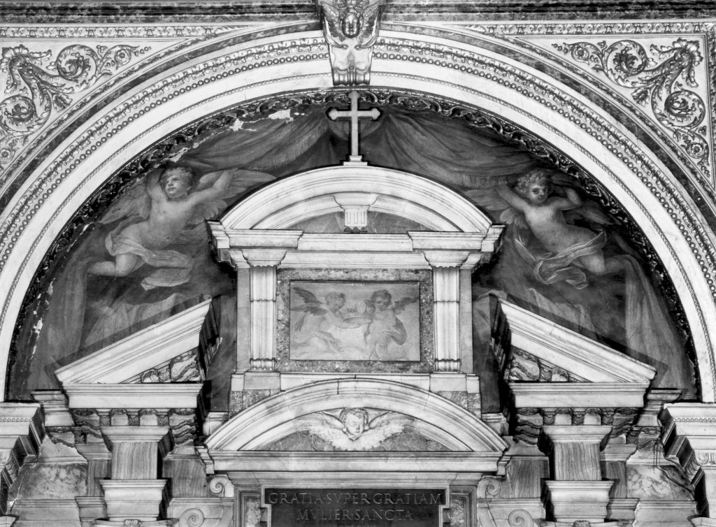 angeli reggicortina (dipinto) di Trevisani Francesco (attribuito) (seconda met&a